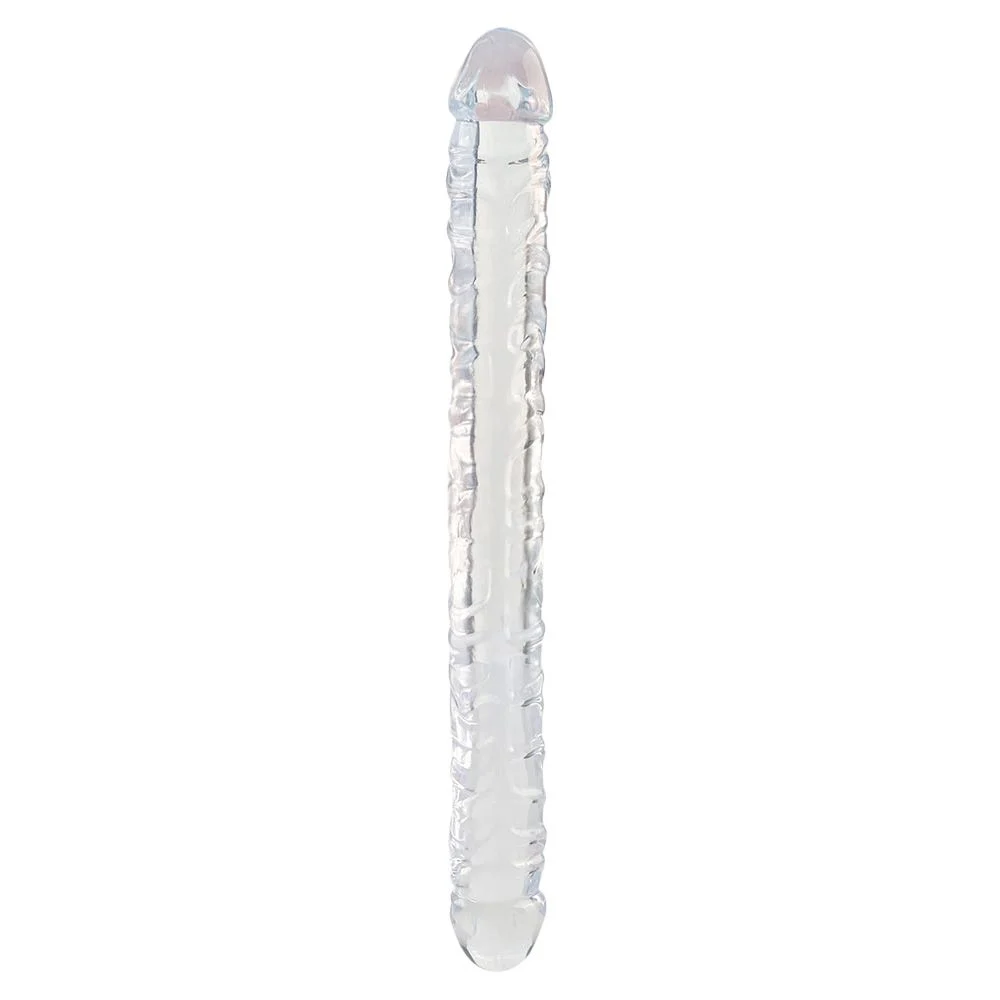 Pênis duplo transparente 33,5cm prótese realística dupla KMV Sex Shop