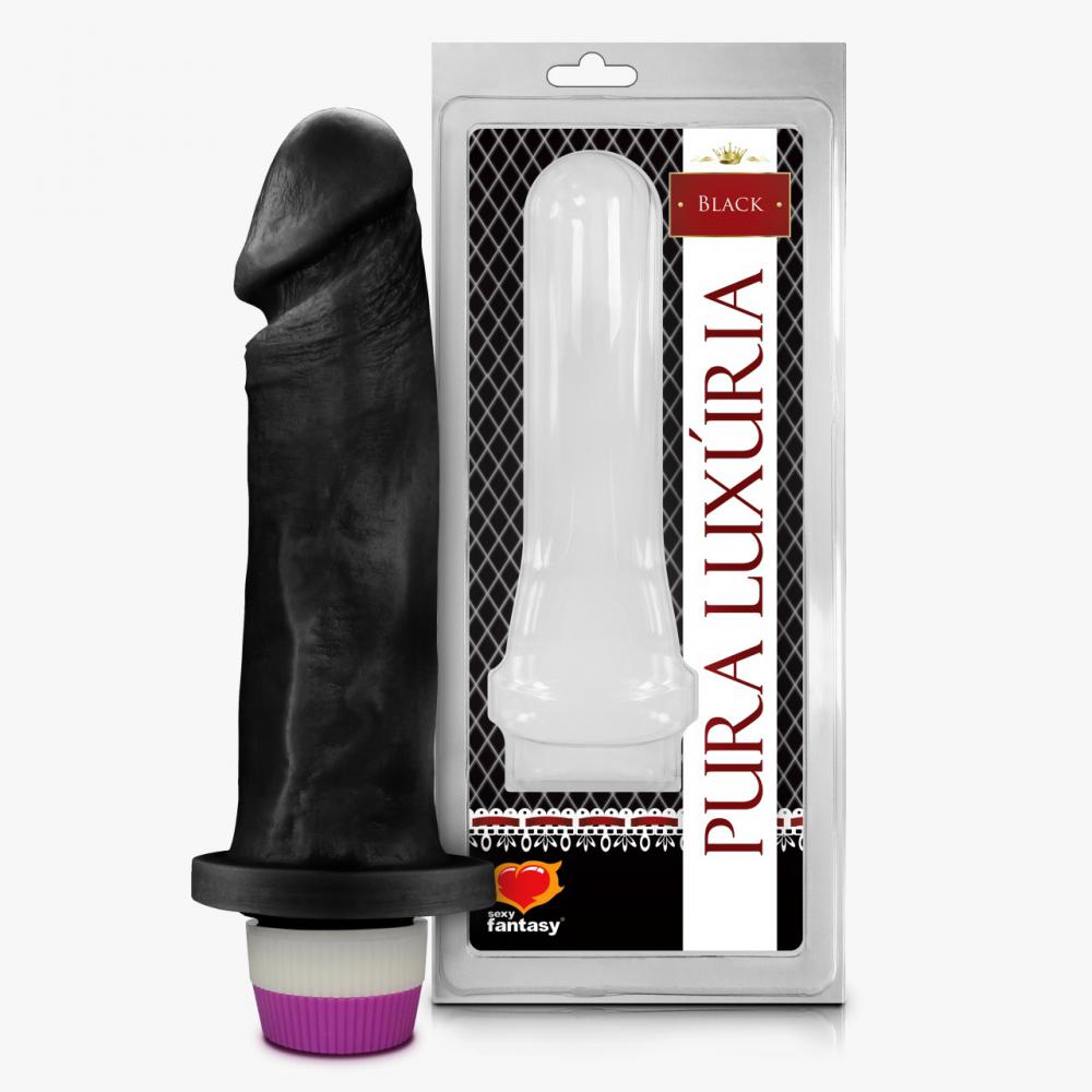 Pênis 18 x 4,5 cm Realístico Com Vibrador Cor Preto