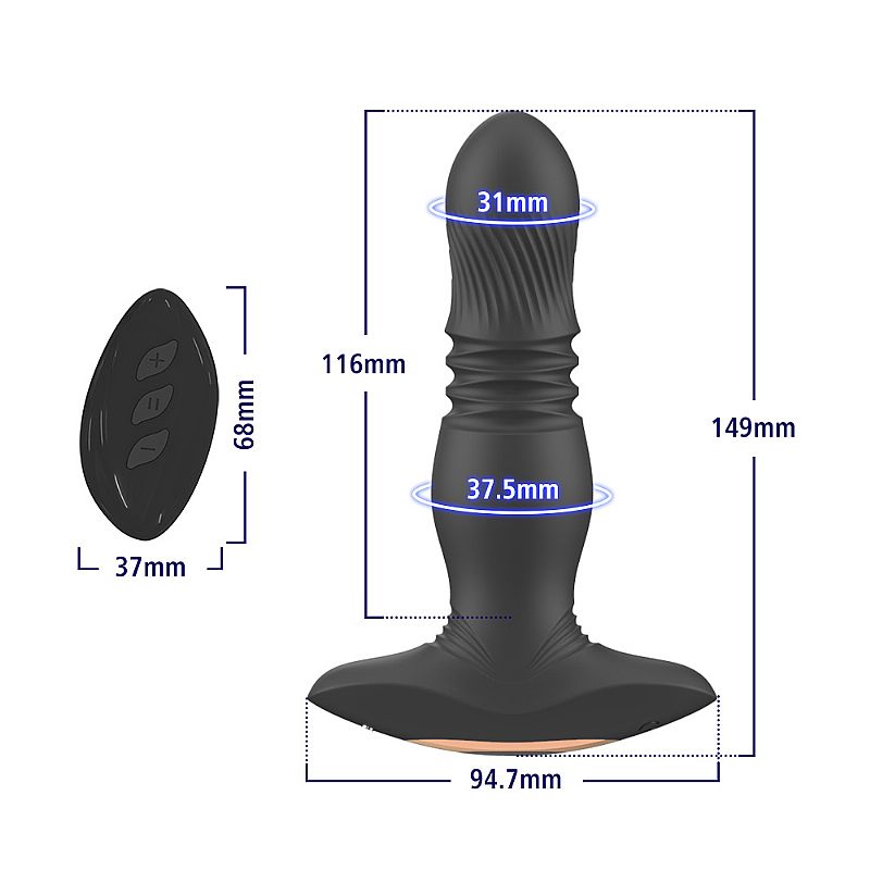 Plug Anal com Vibro Vai e Vem Roy-RCT SI - Controle Remoto e 7 Modos de Vibração - Imagem 3