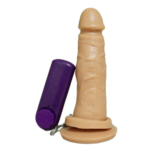 Prótese Peniana Realística com Glande, Vibro e Ventosa 14 x 4,7 cm Cor Bege