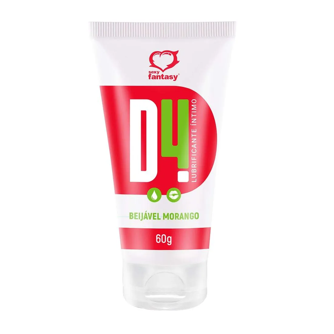 Lubrificante Íntimo Beijável Morango 60g D4 Sexy Fantasy