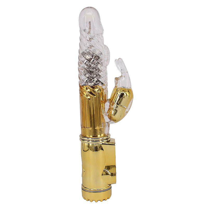 Vibrador Rotativo Luxo Dourado Coelho Mágico: Recarregável, 8 Rotações e 36 Vibrações - Conquista do Ponto G
