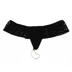 Calcinha Fio Dental Tailandesa em Arrastão com Pérolas - Pimenta Sexy - Imagem 3