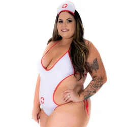 Fantasia Plus Size Médica Body Transparente Pimenta Sexy - Imagem 3