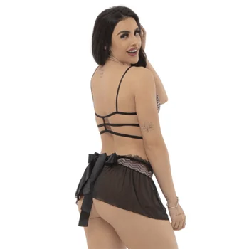 Conjunto Sensual Trio Valere - Sapeka: Elegância e Sensualidade em Renda Bicolor - Imagem 2