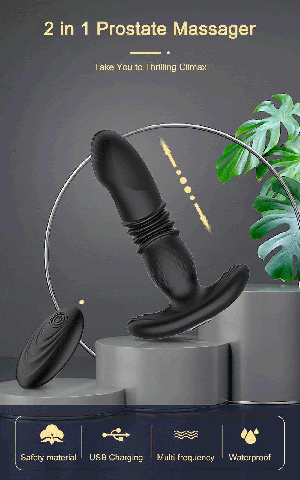 Plug Anal com 10 modos de vibração e 10 modos de vai e vem,com Controle Remoto - YOUVIBE - Imagem 3