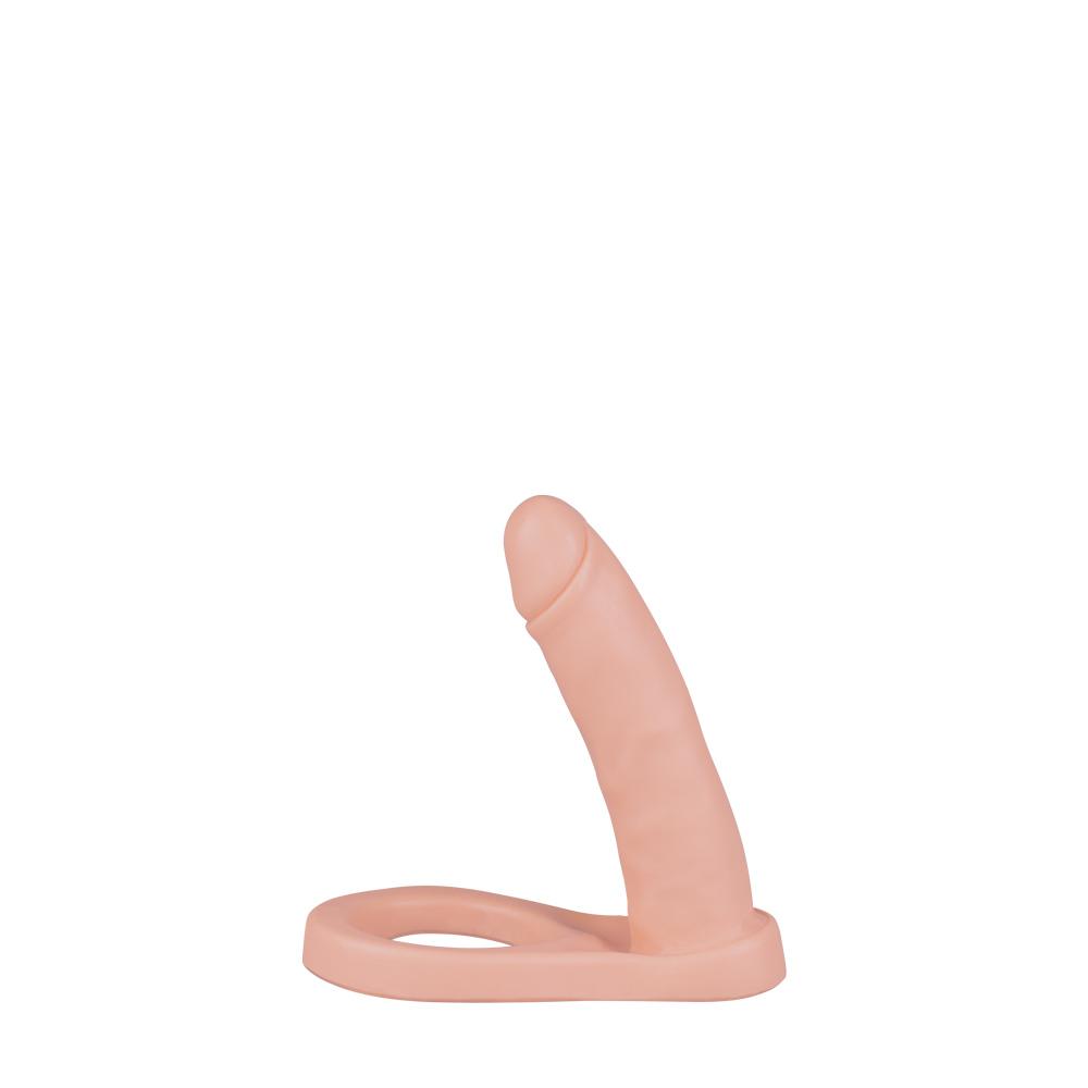 Anel Companheiro Dupla Penetração Pequeno - Creme 9.5cm - Prolonga Prazer - Atóxico