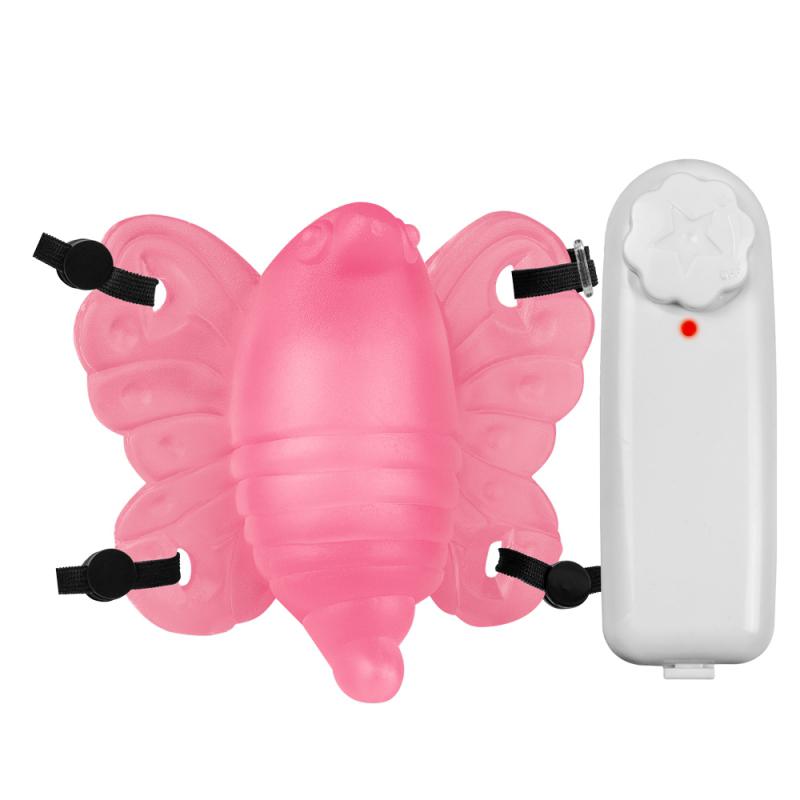 Estimulador de clitóris borboleta com vibrador multivelocidade cor rosa
