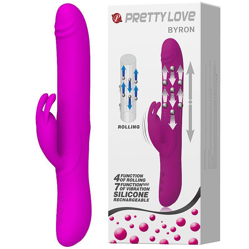 Vibrador vai e vem Byron Pretty Love com estimulador clitoriano coelho silicone