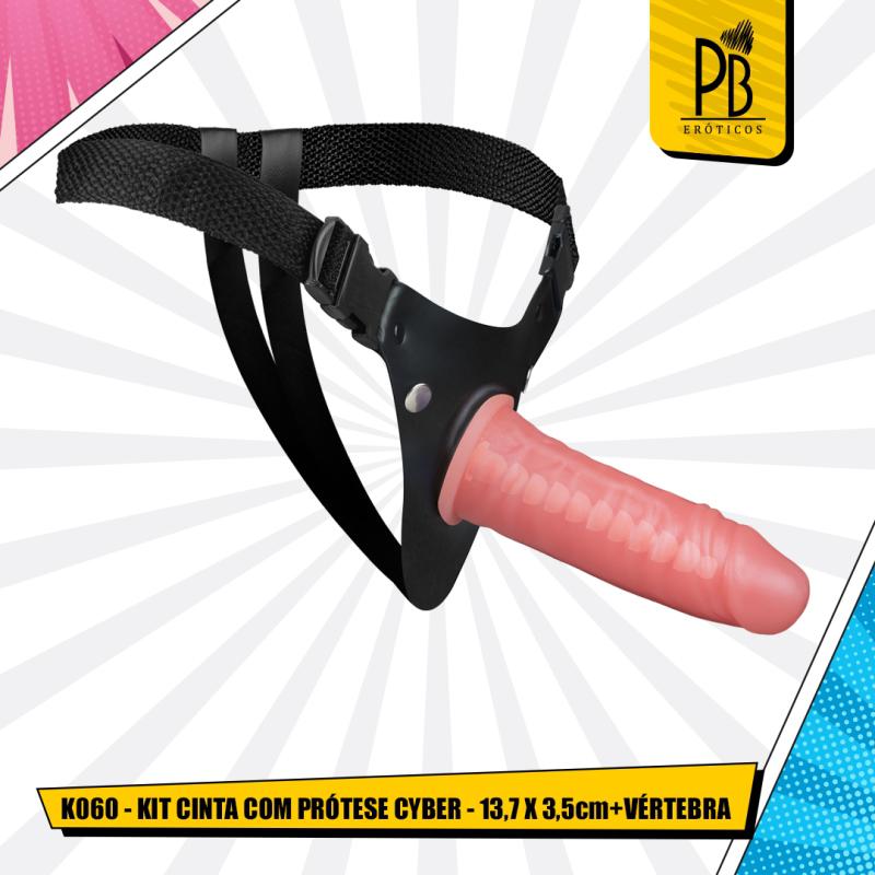Cinta com Pênis Cyber Skin 13,7x3,5cm Vertebrado - Realismo e Flexibilidade para Máximo Prazer