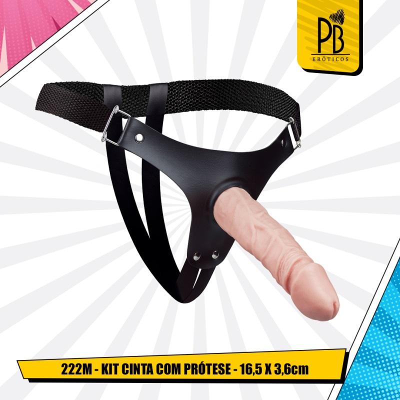 Cinta Peniana Pau Brasil Negra com Prótese Tátil 16,5x3,6cm - Prazer Sombrio em Jogo de Sedução