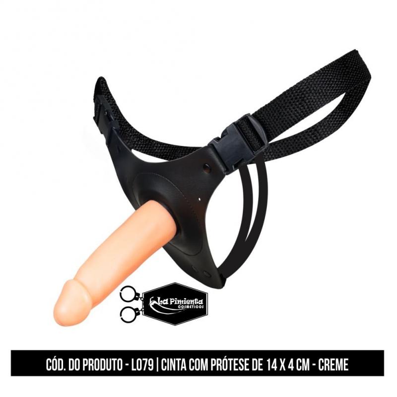 Cinta Ajustável com Prótese Realística 13,5 x 3,5cm em Creme: Conforto e Prazer sem Limites