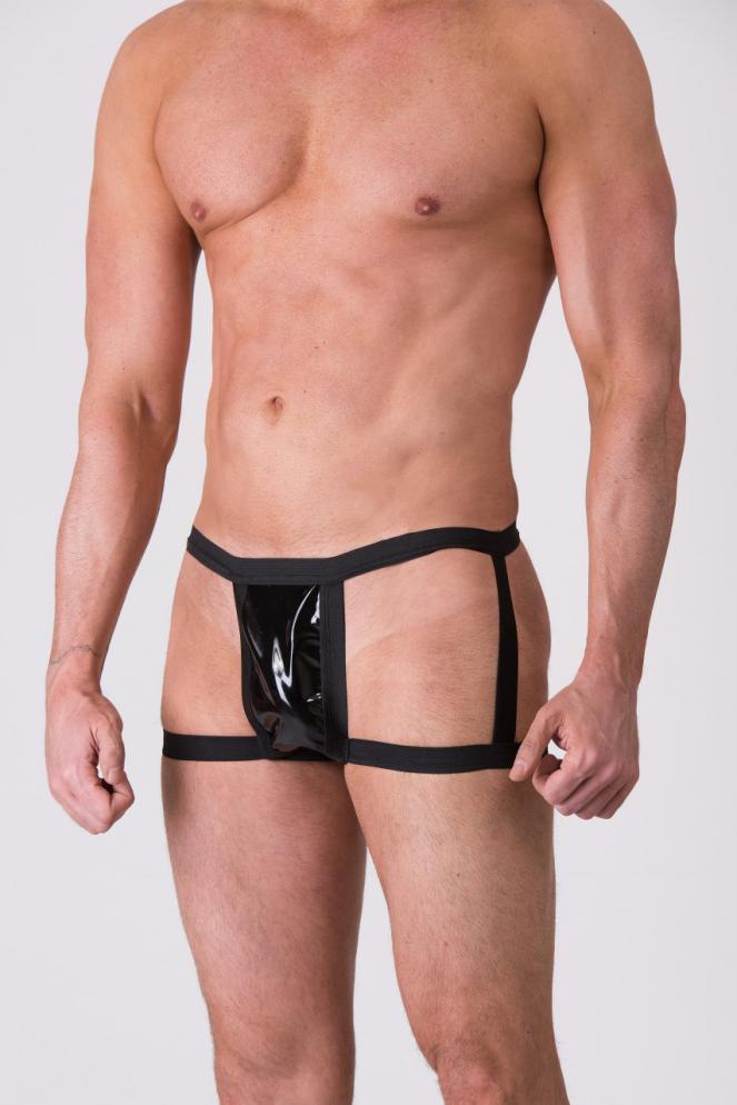 Cueca Sensual Vinil Preto