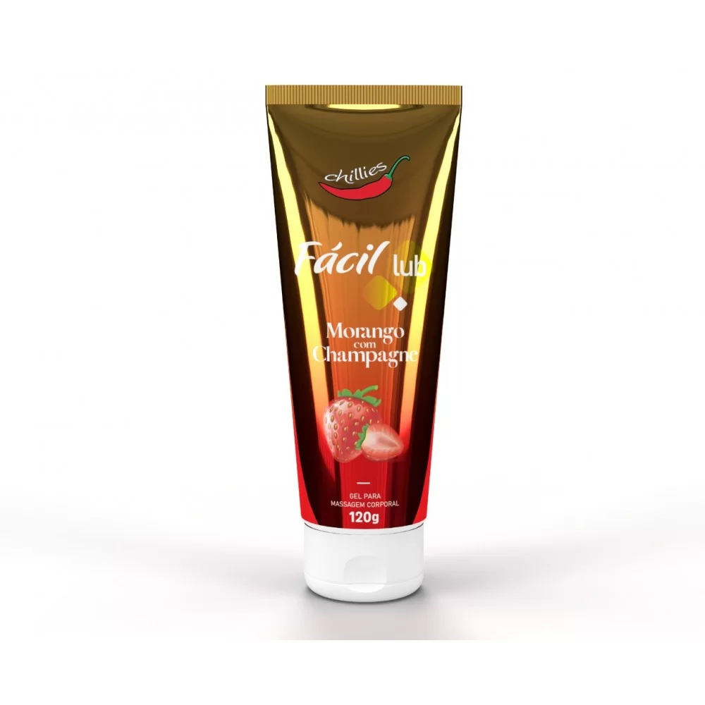 Facil Lub Lubrificante Íntimo Beijável Sabor Morango com Champanhe 120g - Sensações Gourmet
