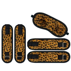 Kit Bondage Pelúcia Onça: Algemas, Tornozeleiras e Venda