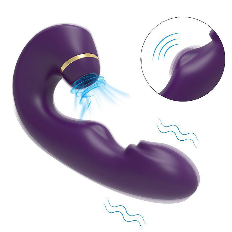 Vibrador Dupla Estimulação Recarregável - Ponto G e Sugador de Clitóris com 10 Vibrações e Pulsação - Prova d'Água IPX7