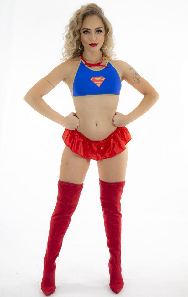 Mini Fantasia Super Girl Pimenta Sexy kit 3 peças tamanho único