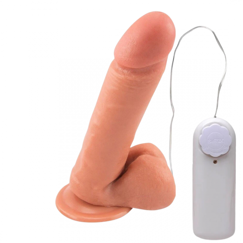 Pênis Realístico com Vibrador Bullet e Ventosa 17,3x4cm – Domínio Total do Prazer pela Prazer e Cia