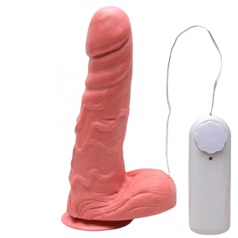 Pênis Realístico com Vibrador Bullet e Ventosa 21 x 4,7 cm - Harmonia de Prazer