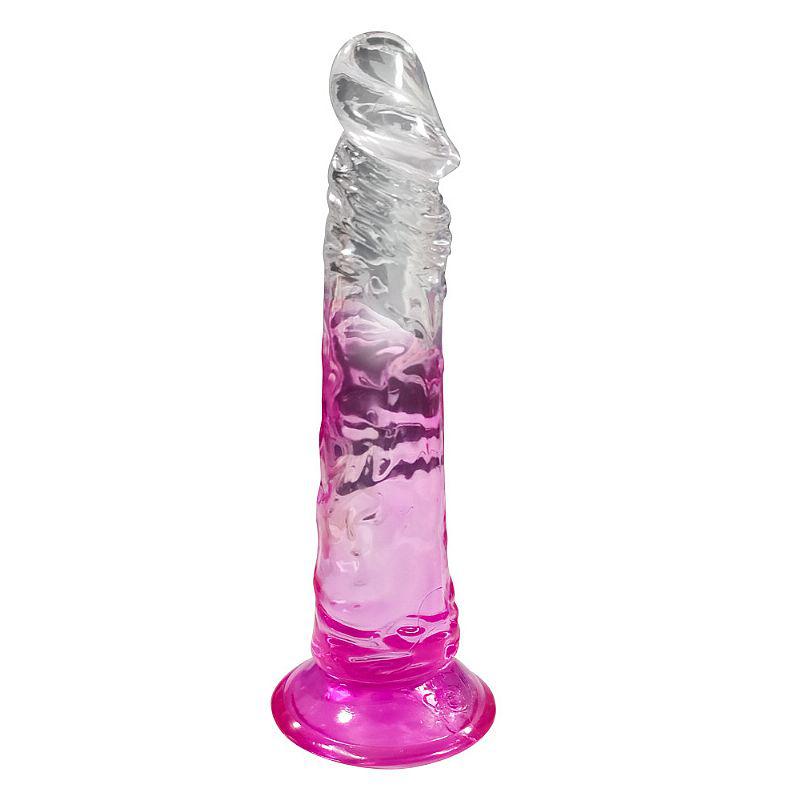 Pênis Cristal Realístico Ventosa 18,5x3,5cm - Prazer Visível em TPE Transparente