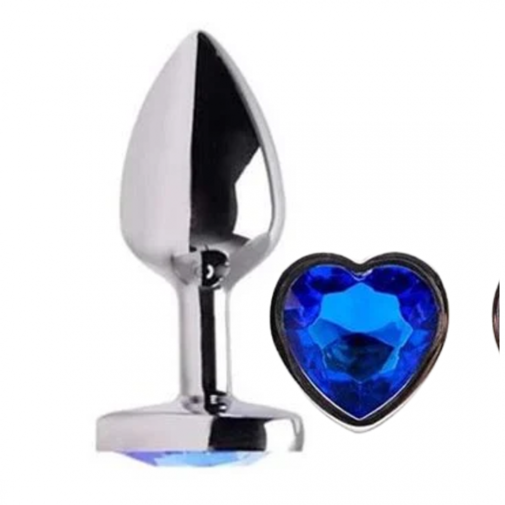 Plug Anal Formato de Coração Cor Azul Tam P - SI