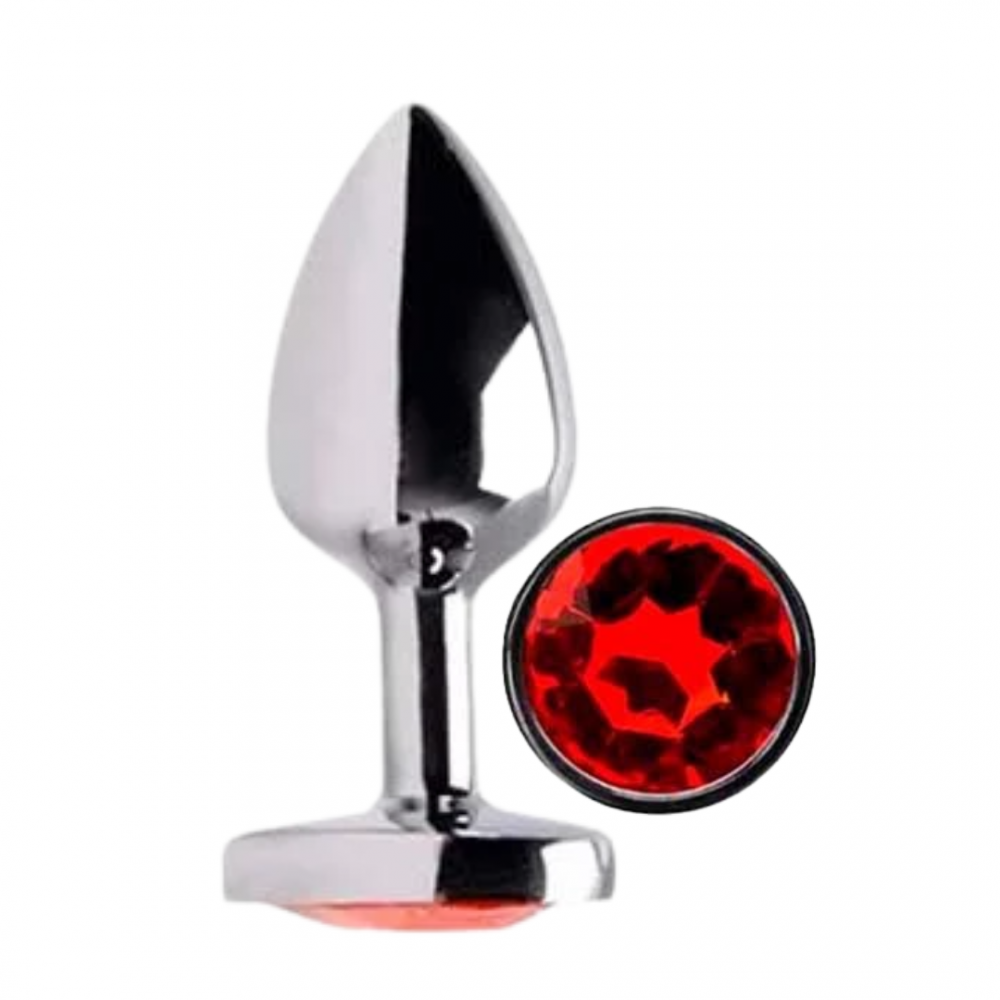 Plug Anal G Metal Pedra Vermelho