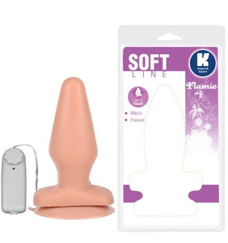 Plug Anal Com Vibro 13,5Cm Cor Bege