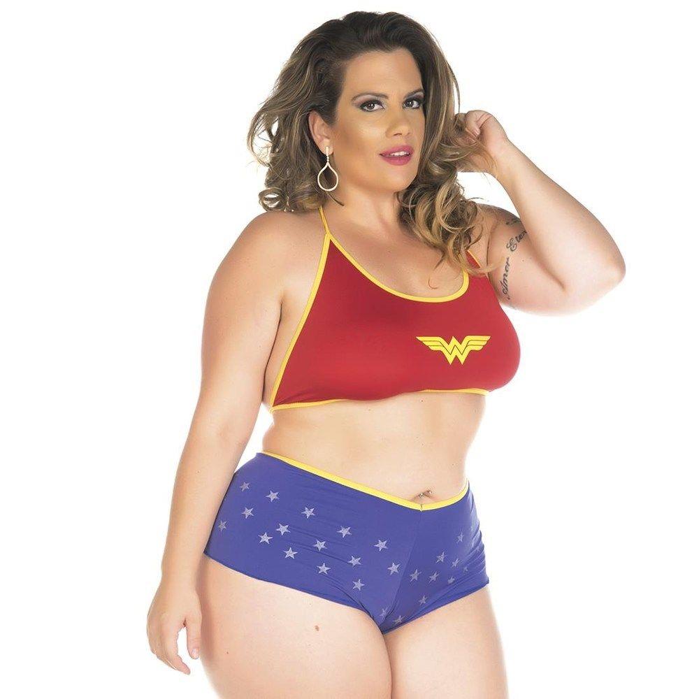 Mini Fantasia Plus Size Mulher Maravilha Pimenta Sexy