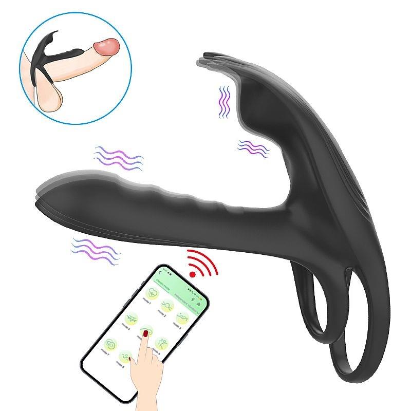 Anel Peniano Vibrador à Longa Distância - Alex - 12 Modos de Vibração via APP Bluetooth - SI