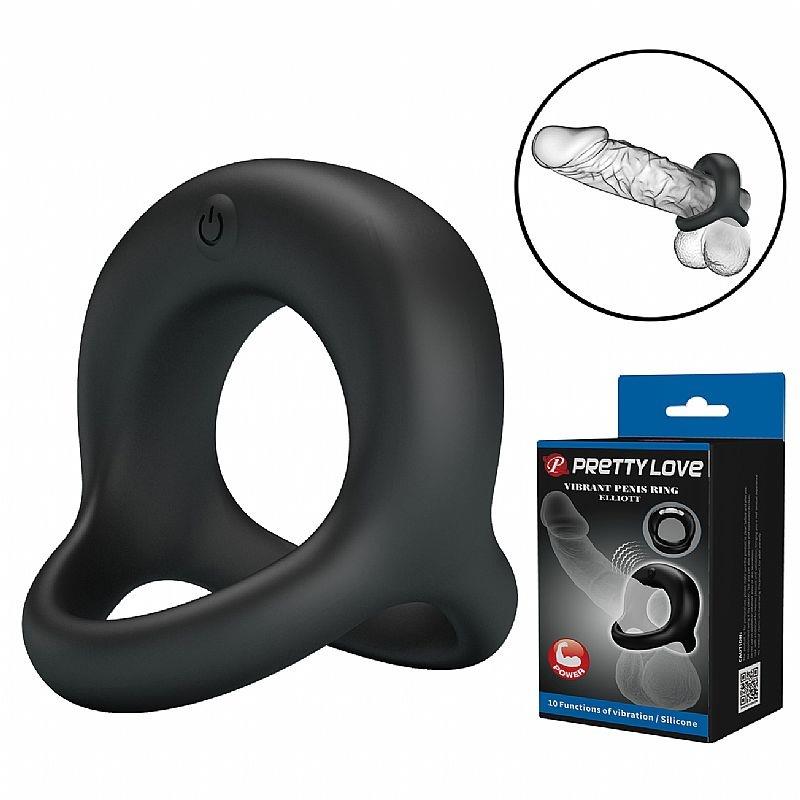 Anel Peniano com Vibrador Recarregável - Elliott - Pretty Love - Duplo Estimulador de Clitóris com 10 Modos de Vibração