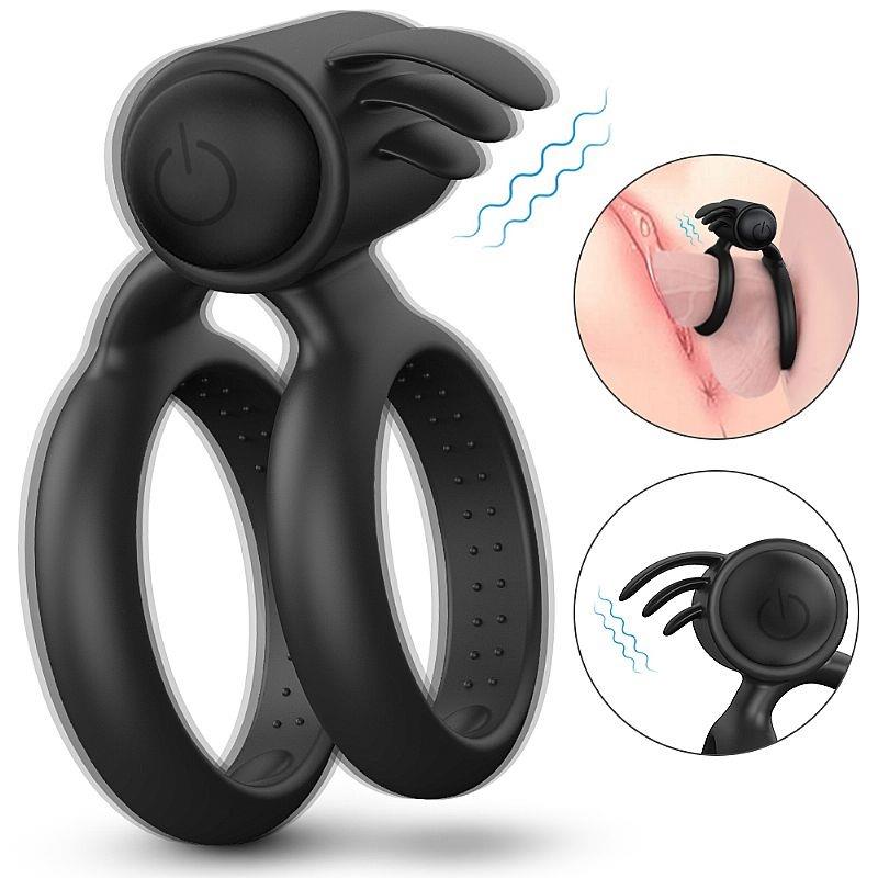Anel peniano duplo com vibro Nightcrawler S-Hande em silicone