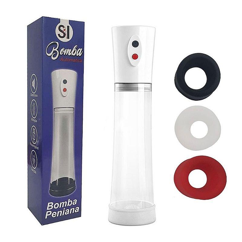 Bomba peniana elétrica recarregável com 3 anéis Penis Pump Power