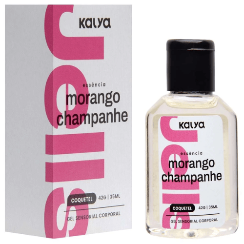 Jells Gel Morango C+ Champ. Comestível Hot 30ml Kalya - Sabor Morango com Champagne e Calor para Noites de Paixão