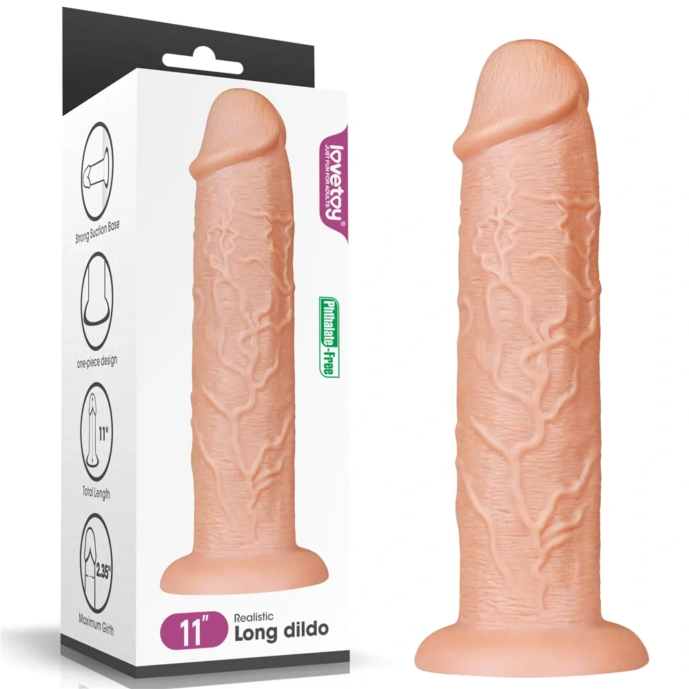 Pênis Realístico 28cm x 6cm com Ventosa 11'' Realistic Long Dildo – LOVETOY