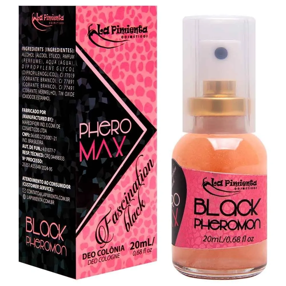 Perfume Afrodisíaco Fascination Black 20ml La Pimienta com brilho