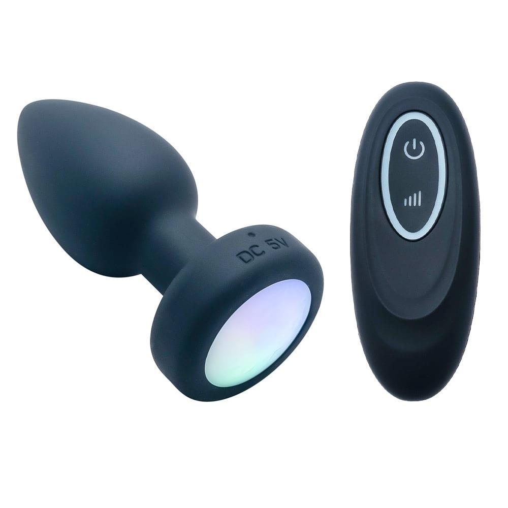 Plug Anal em Silicone com LED,com 10 Modos de Vibração e Controle Remoto sem Fio