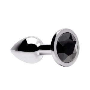 Plug anal aço inoxidável tamanho M preto para dominação e estimulação