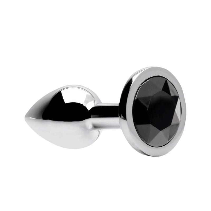 Plug anal aço inoxidável tamanho M preto para dominação e estimulação