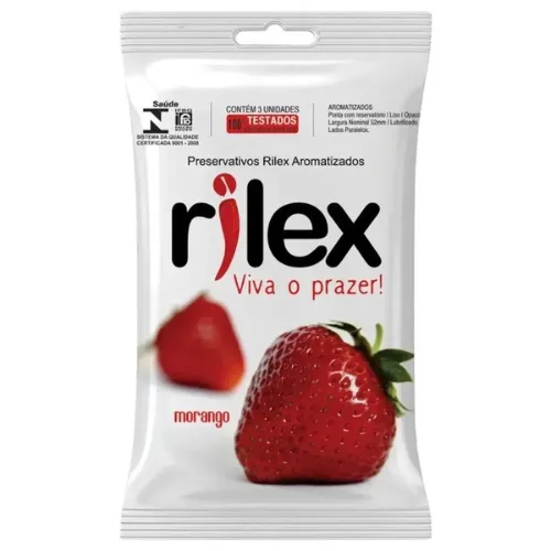 Preservativo Lubrificado 3 Unidades com aroma Morango Rilex