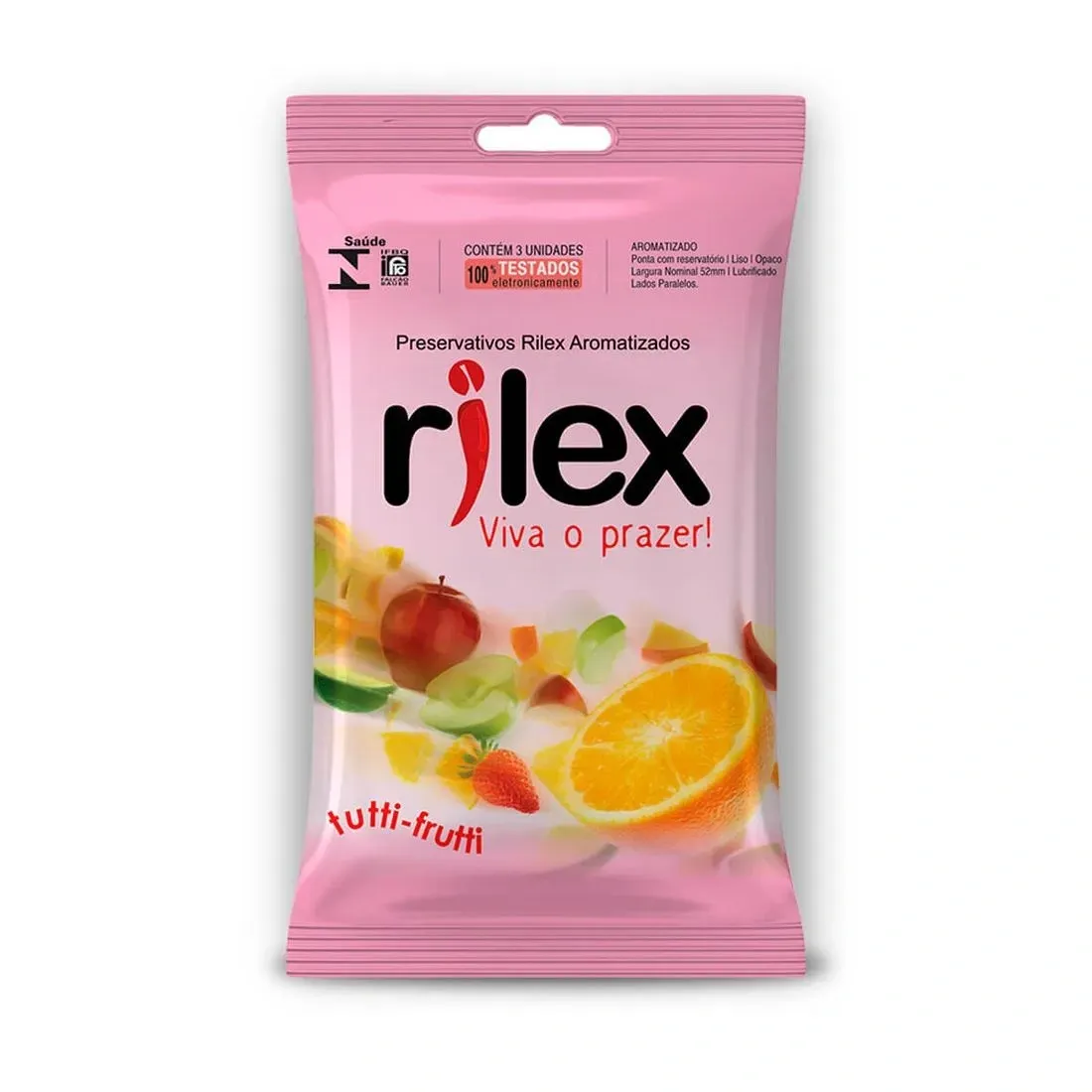 Preservativo aromatizado tutti frutti lubrificado Rilex 3 unidades