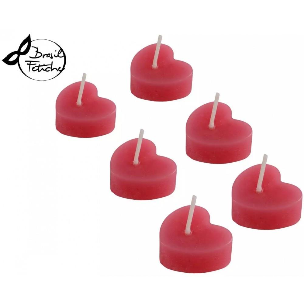 VELA DECORATIVA COM 6 UNIDADES - FORMATO CORAÇÃO