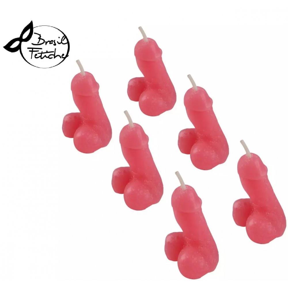 VELA DECORATIVA COM 6 UNIDADES - FORMATO PÊNIS