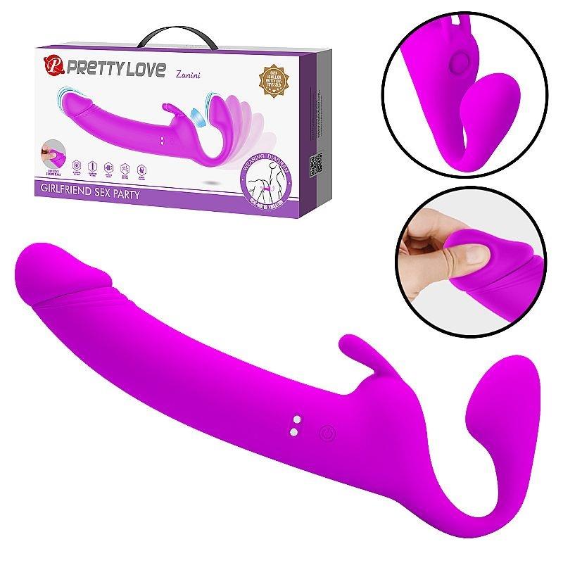 Vibrador ponto G clitóris strapless Zanini Pretty Love 28cm rosa