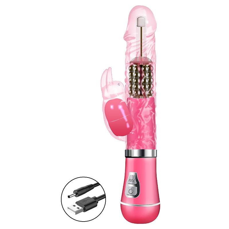 Vibrador Rotativo com Textura Rosa - Recarregável - SI