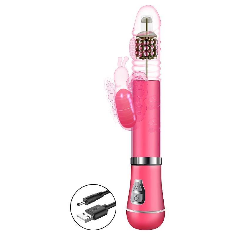 Vibrador rotativo borboleta com vai e vem recarregável para ponto G e clitóris