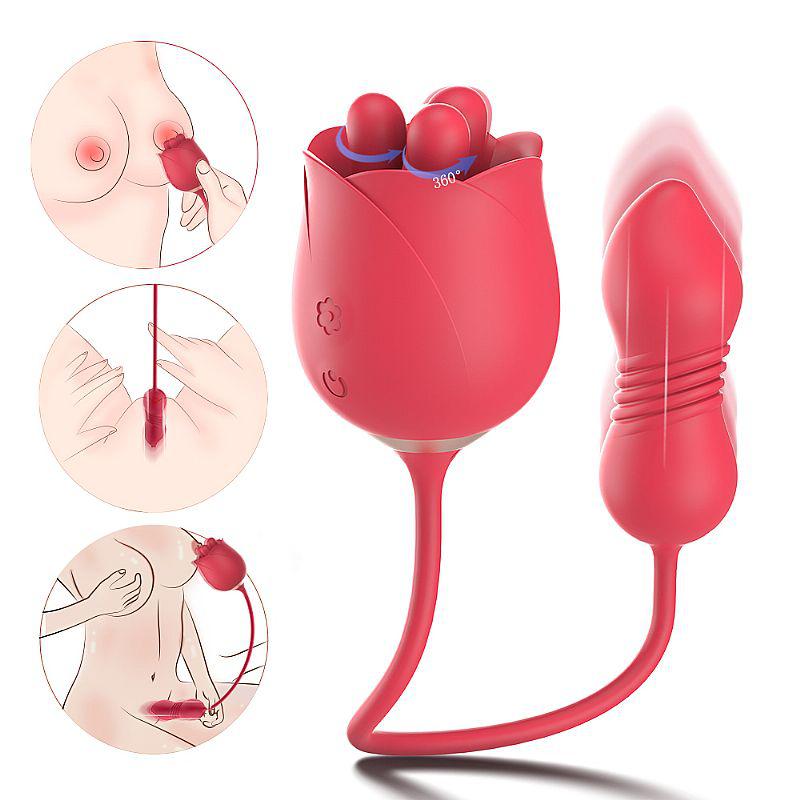 Rosa Vibratória Me-not-7 S-Hande com Rotação Clitoriana e Movimento Vai e Vem para Ponto G