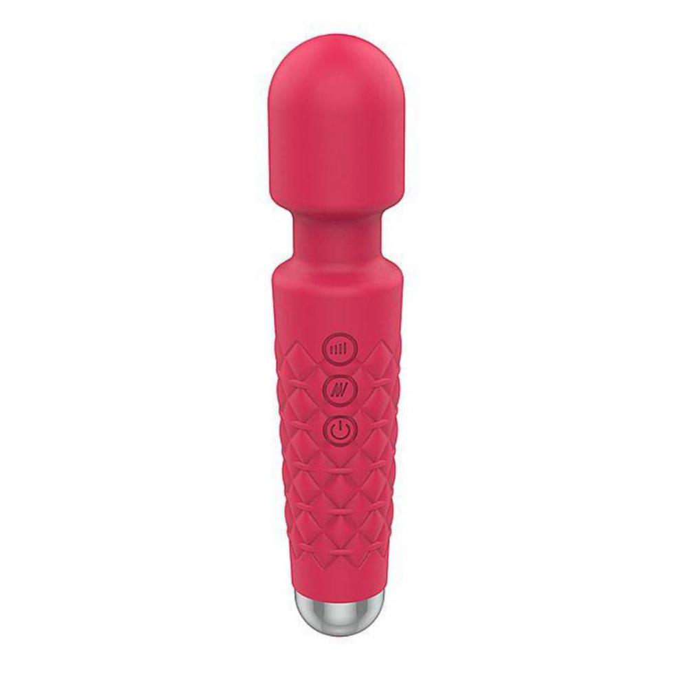 Varinha Mágica Recarregável Vermelha - 20 Ritmos Vibratórios - Toque Aveludado - 22,2cm