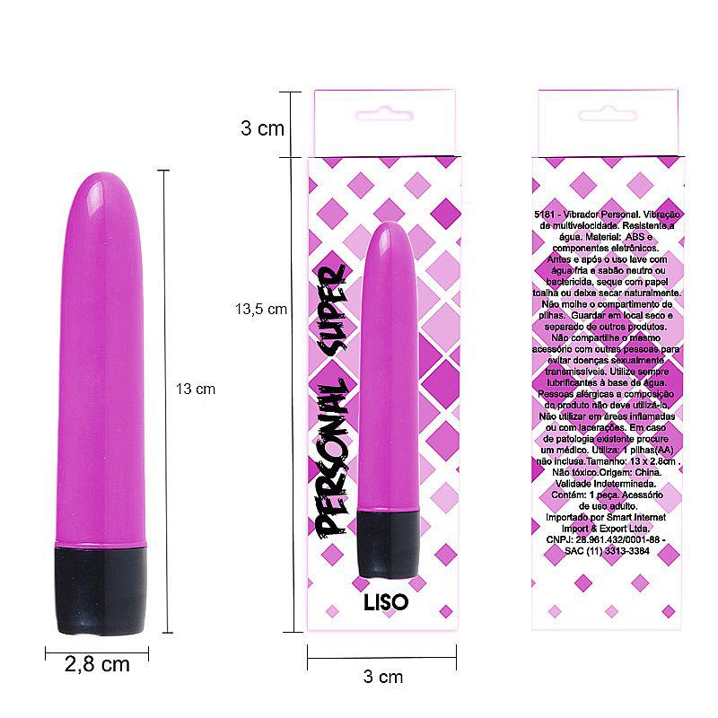 Vibrador Clássico Personal Silencioso 13cm - Liso, Multivelocidade, para Penetração e Estimulação
