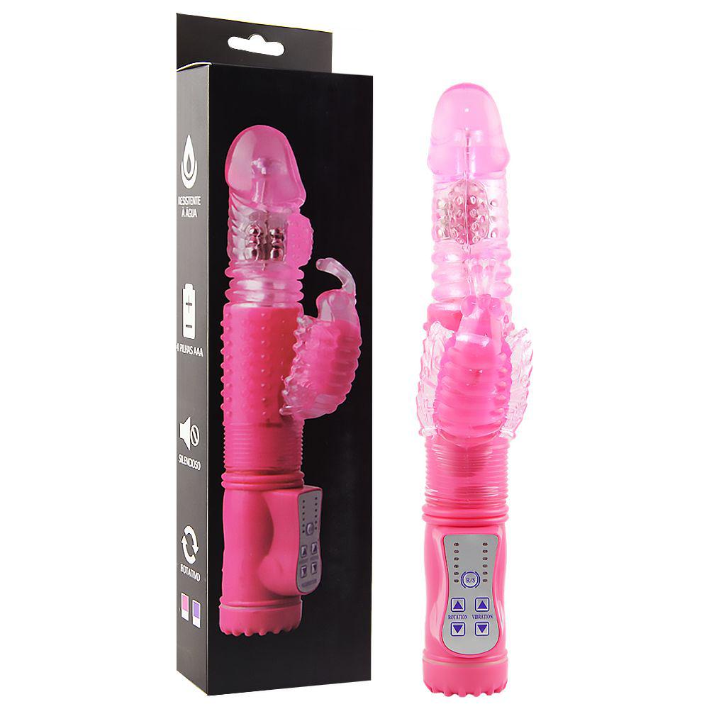 Vibrador Cor Rosa Rotativo Sobe E Desce 36 Vibrações