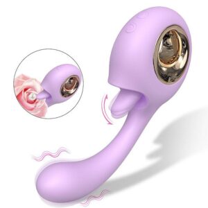 Vibrador Ponto G Woo com estimulador de língua dupla ação 9 modos